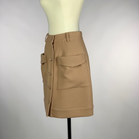 Crepe wool front button up mini skirt - Picture 3 of 6
